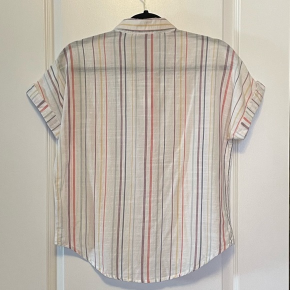 Pink Rose Striped Button Up Blouse - Picture 3 of 6